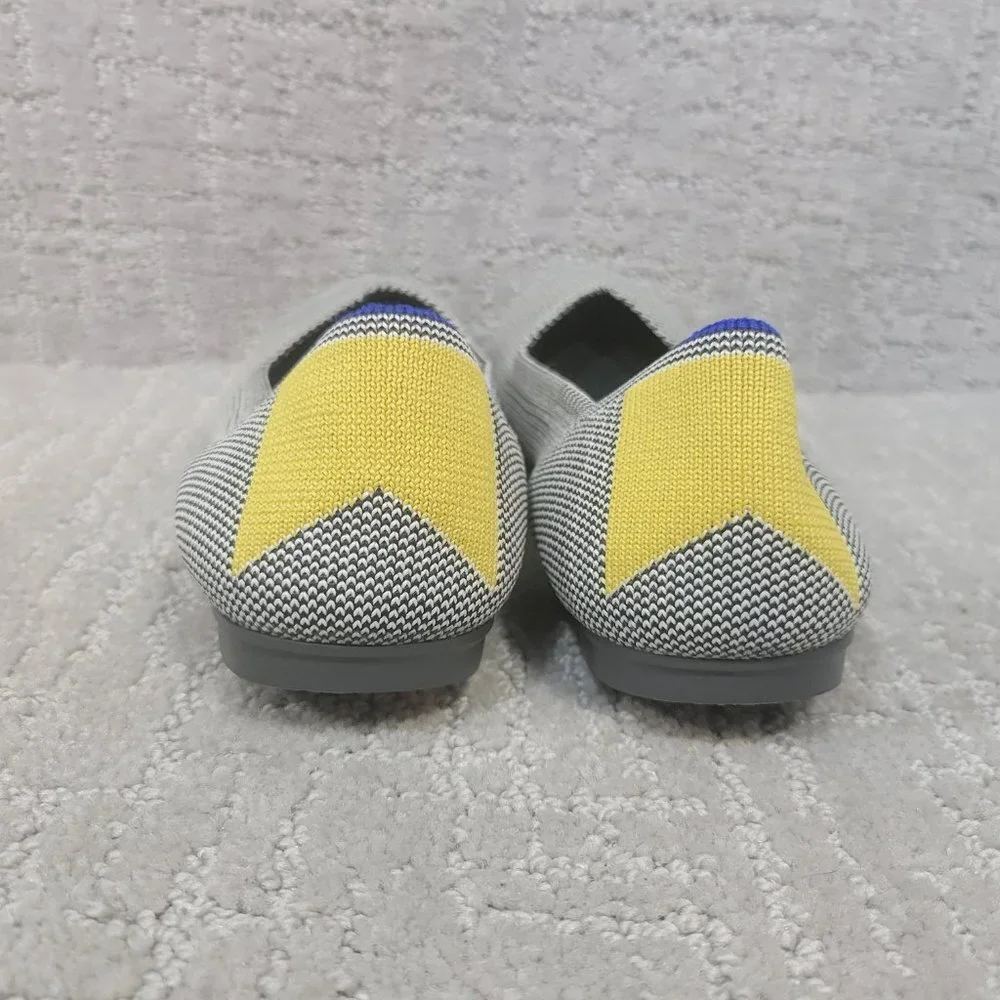 Rothy's Black & White Knit Flats with Blue and Yellow Trim